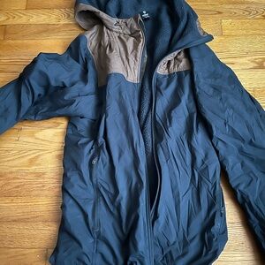 Kuhl Men's Black and Brown Hooded Jacket